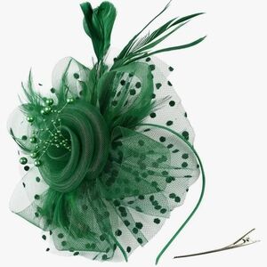 NWT Elegant Green Fascinator Hair Clip